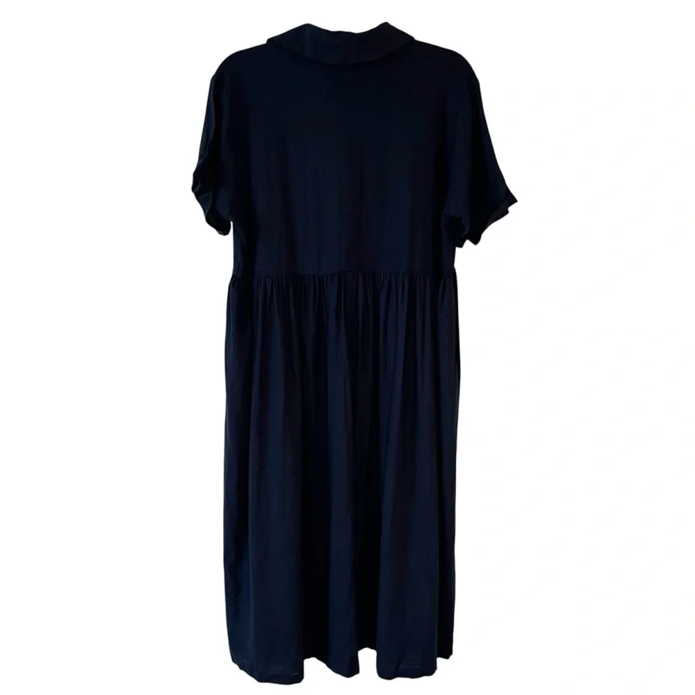 NWT 100% Linen Babydoll Midi Shirt Dress Pockets Coastal Size Small - Picture 10 of 15